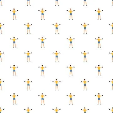 Man exercising with dumbbells workout pattern background Stock Illustration