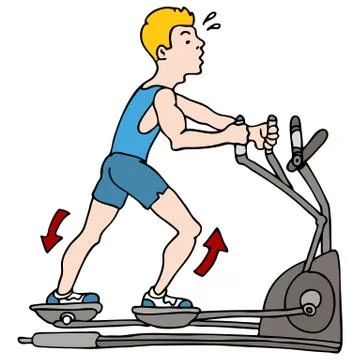 Man exercising on elliptical machine Stock Illustration