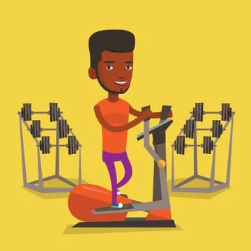 Man exercising on elliptical trainer Stock Illustration