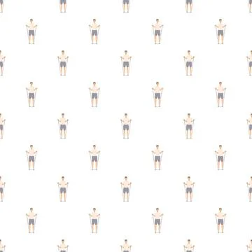 Man exercising with expander seamless pattern background Stock Illustration