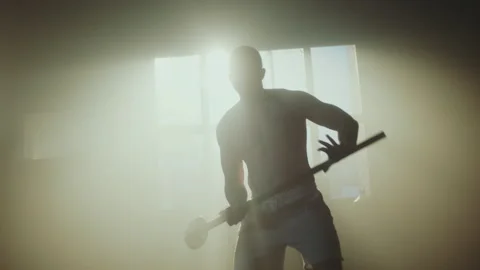 Man exercising with hammer and tyre Stock-Footage 236183538