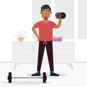 Man exercising at home Stock Illustration