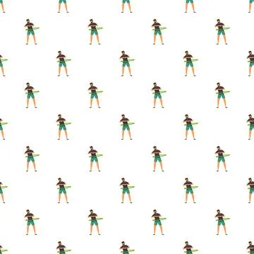 Man exercising with hula hoop seamless pattern 스톡 일러스트