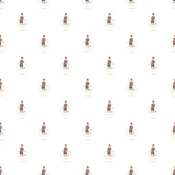 Man exercising jump rope seamless pattern Stock Illustration
