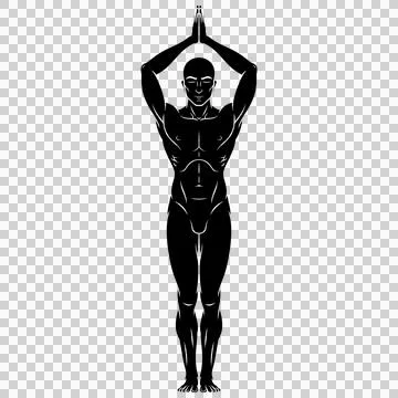 Man exercising meditating doing yoga Stock Illustration