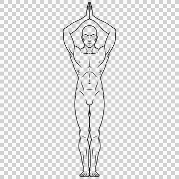 Man exercising meditating doing yoga Stock Illustration