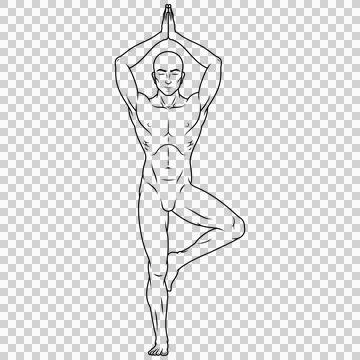 Man exercising meditating doing yoga Stock Illustration
