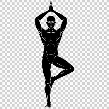Man exercising meditating doing yoga Stock Illustration