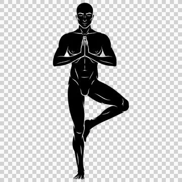 Man exercising meditating doing yoga Stock Illustration