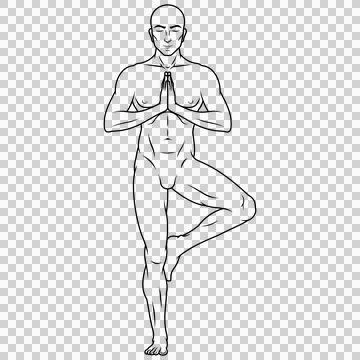 Man exercising meditating doing yoga Stock Illustration