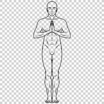 Man exercising meditating doing yoga Stock Illustration