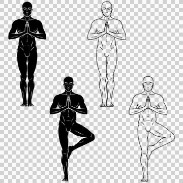 Man exercising meditating doing yoga Stock Illustration