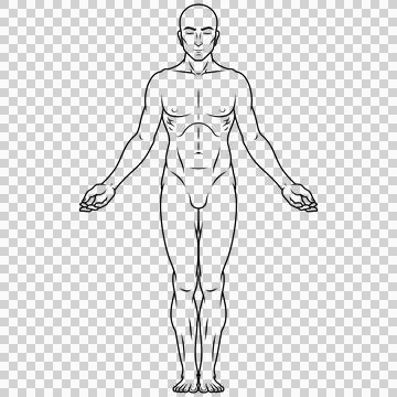 Man exercising meditating doing yoga Stock Illustration