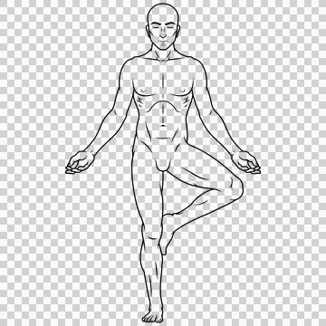 Man exercising meditating doing yoga Stock Illustration