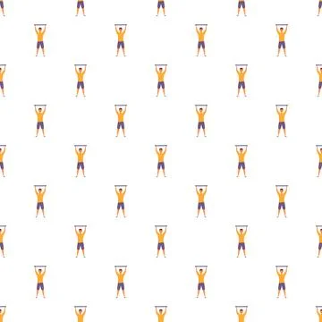 Man exercising overhead seamless pattern for fitness background Stock Illustration