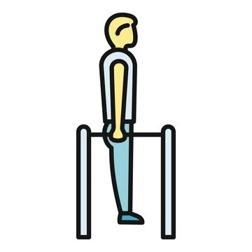 Man exercising on parallel bars in gym training Stock Illustration