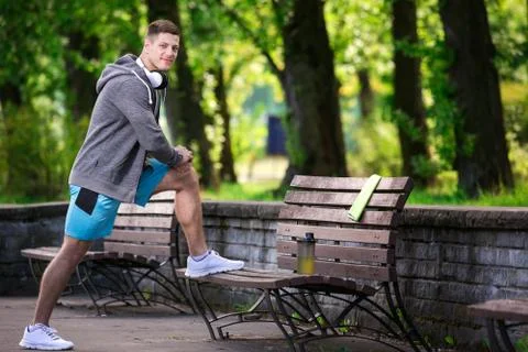 Man exercising at the park Stock Photos