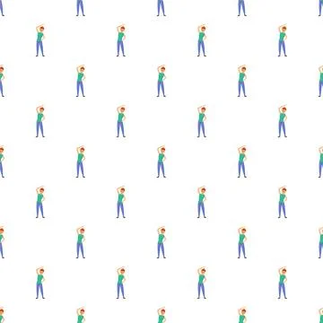 Man exercising side stretch seamless pattern Stock-Illustration