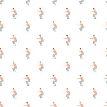 Man exercising squatting seamless pattern for fitness design Stock Illustration