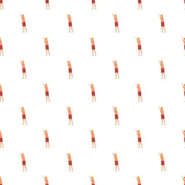 Man exercising stretching arms up pattern Stock Illustration