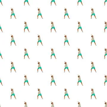 Man exercising stretching side bend seamless pattern Stock Illustration