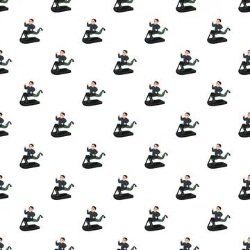 Man exercising on treadmill seamless pattern background Illustrazione stock