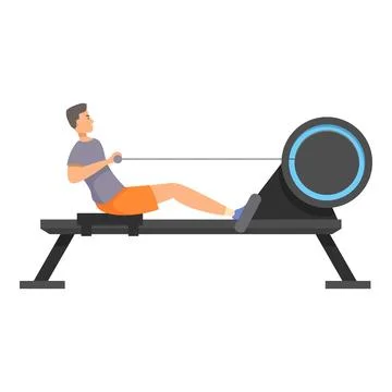Man exercising using rowing machine for his cardio training Stock Illustration