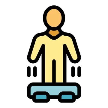 Man is exercising on a vibration plate Stock Illustration