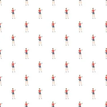 Man exercising with weights seamless pattern Stock Illustration