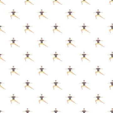 Man exercising yoga warrior pose seamless pattern Stock Illustration