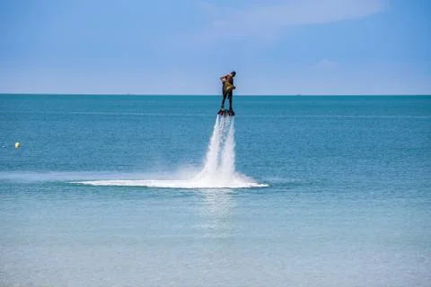 Man exibition on flyboard Stock Photos