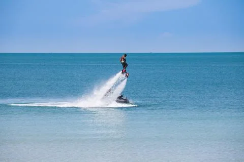 Man exibition on flyboard Stock Photos