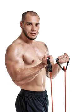 Man with expander Stock Photos