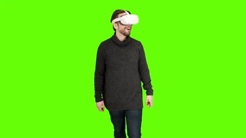 Man experience amazing immersive VR content in oculus virtual reality Stock Footage 151258180