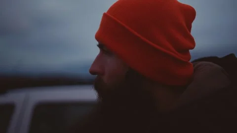 Man Experiencing Car Breakdown in Remote Icelandic Landscape Stock Footage 307360710