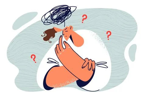 Man experiencing complex depression and suffering from anxiety stands near Stock Illustration