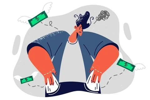 Man experiencing financial problems due to unemployment and lack of education 스톡 일러스트