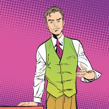 A man explaining something Stock Illustration