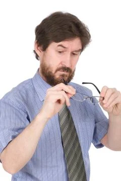 Man explaining speaking or teaching Stock Photos