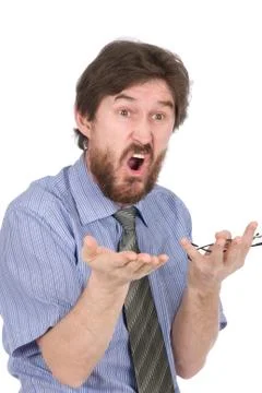 Man explaining speaking or teaching Stock Photos