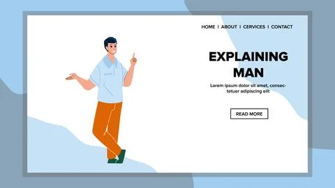 Man Explaining Startup Business Strategy Vector Illustrazione stock