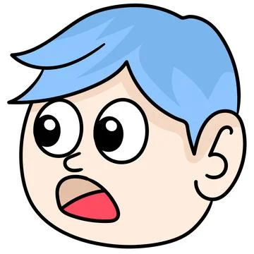 A man with an expression of shock and awe, doodle kawaii. doodle icon image Stock Illustration