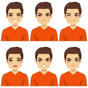 Man Expressions Collection 库存插图