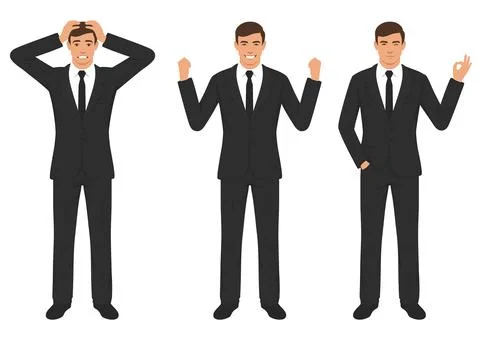 Man expressions with hands gesture Stock Illustration
