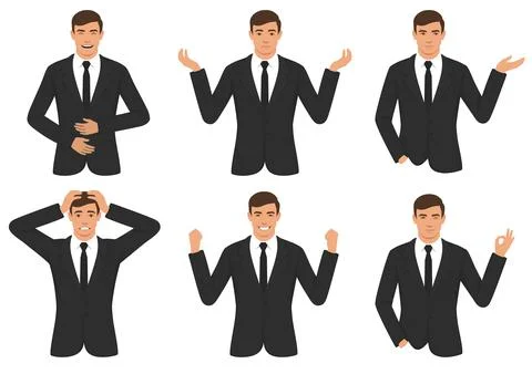 Man expressions with hands gesture Stock Illustration