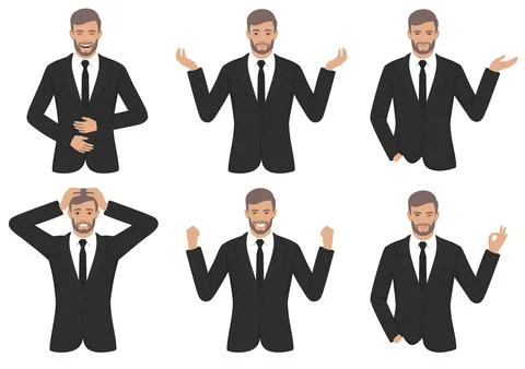 Man expressions with hands gesture Stock Illustration