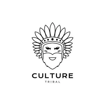Man face apache cultuture tribe logo design Illustrazione stock