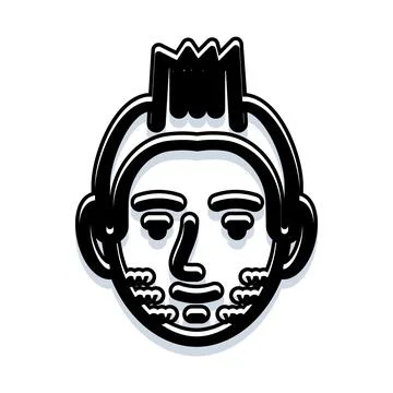 Man face avatar with mohawk and beard Illustrazione stock