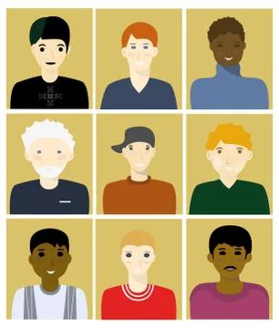 Man face avatar set. Stock Illustration