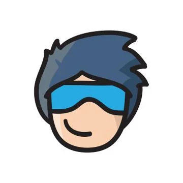 Man face avatar vector set icon hand drawn doodle illustration black lines.. Stock Illustration